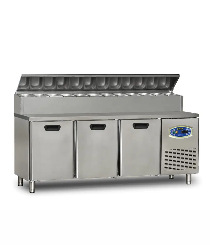 Dampak 22TBF3S-PA70 3 Kapılı Tezgah Altı Kısa Pizza Hazırlık Buzdolabı